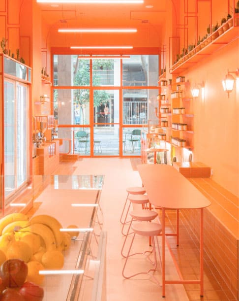 Orange room with terrace view